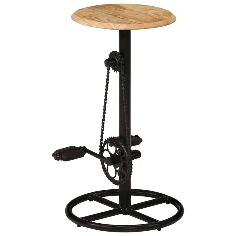 Tabourets de bar x2 chaises haute style industriel en bois de manguier et acier repose-pieds en pédales de vélo DEC029337