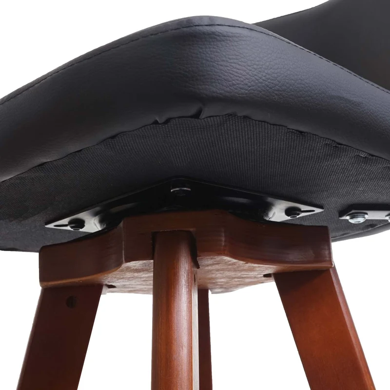 Lot de 2 tabourets de bar chaises comptoir rotatif en PVC noir et bois 04_0007454