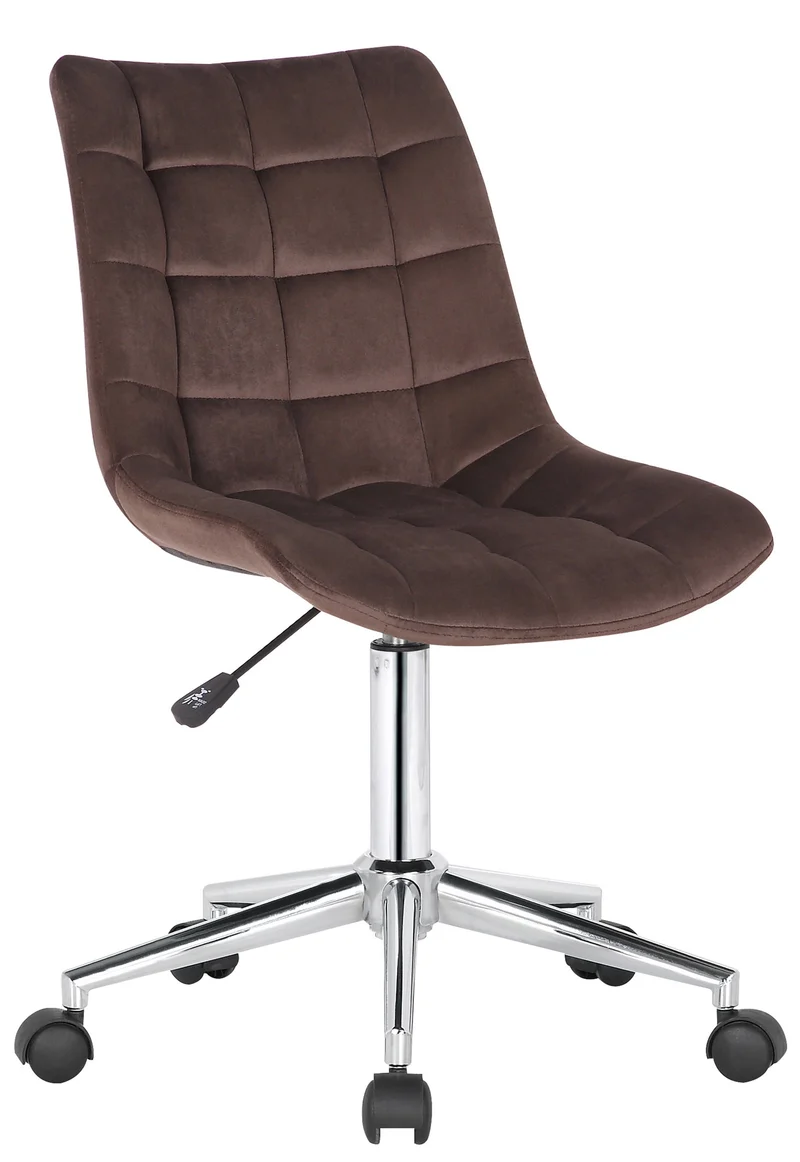 Chaise de bureau en velours marron sur roulettes design moderne hauteur réglable BUR10594