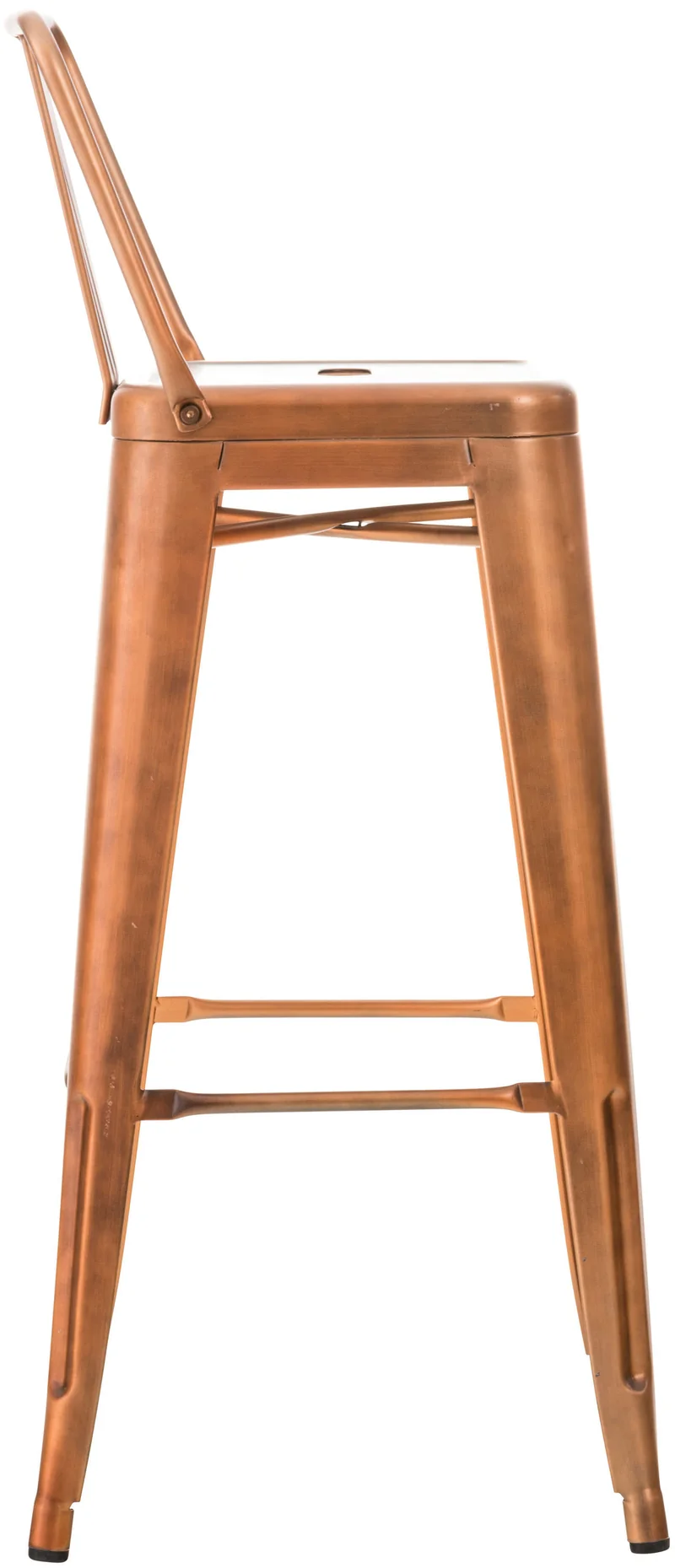 Tabouret de bar x1 design industriel avec dossier et repose-pieds en métal cuivre 10_0000711