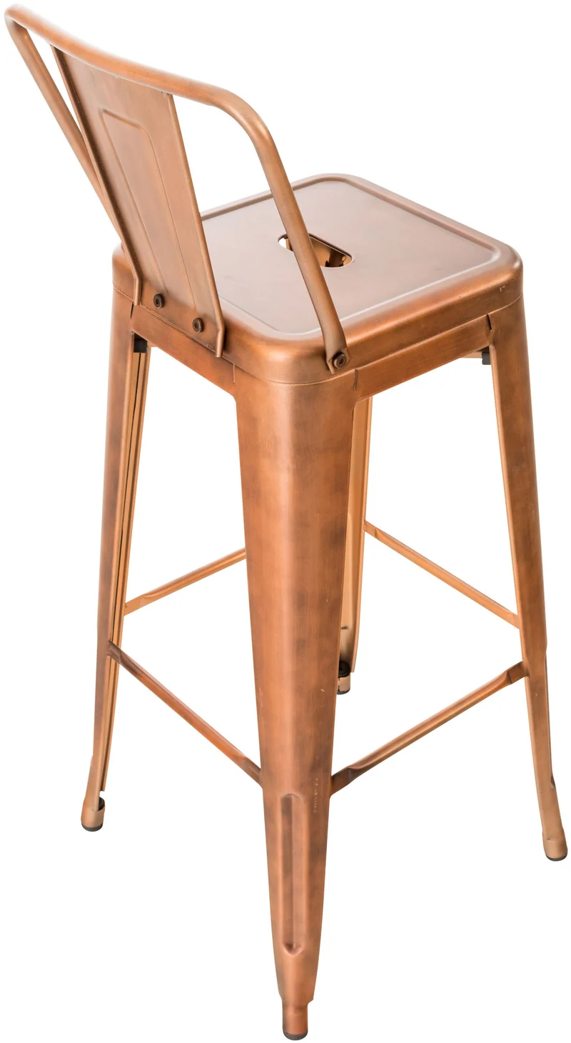 Tabouret de bar x1 design industriel avec dossier et repose-pieds en métal cuivre 10_0000711