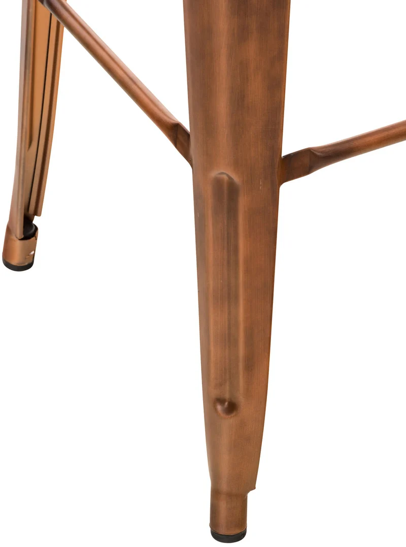 Tabouret de bar x1 design industriel avec dossier et repose-pieds en métal cuivre 10_0000711