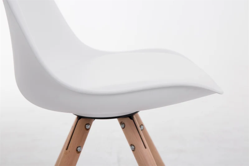 Chaise de salle à manger design scandinave rembourrée en simili cuir blanc avec pieds en bois 10_0008767