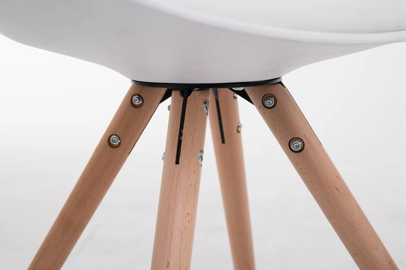 Chaise de salle à manger design scandinave rembourrée en simili cuir blanc avec pieds en bois 10_0008767