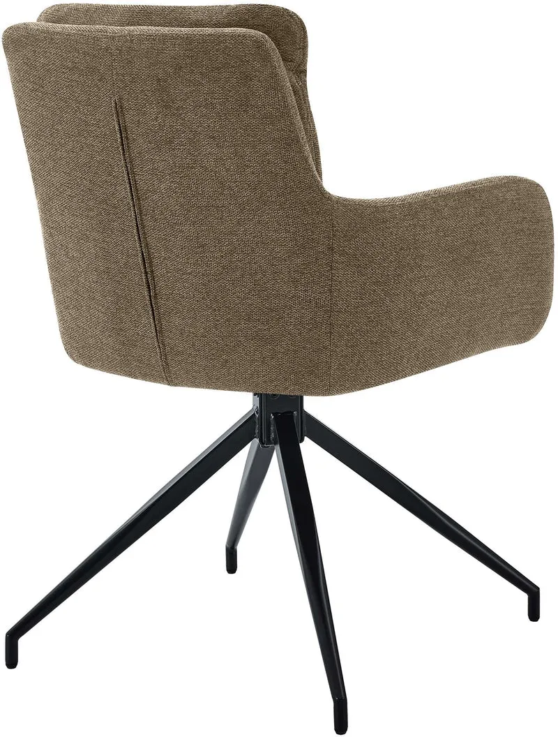 Lot de 2 chaises de salle à manger avec accoudoirs assise fonction pivotante en tissu marron 10_0007722