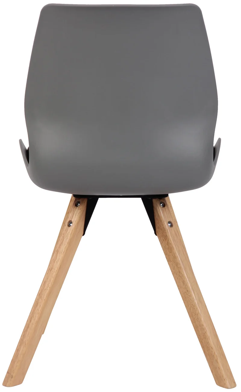 Chaise de salle à manger design scandinave en plastique gris avec assise rembourrée et pieds en bois 10_0007661