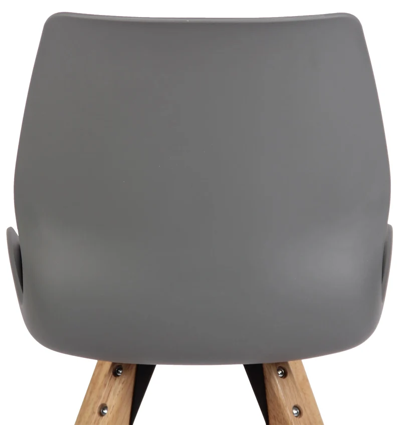 Chaise de salle à manger design scandinave en plastique gris avec assise rembourrée et pieds en bois 10_0007661