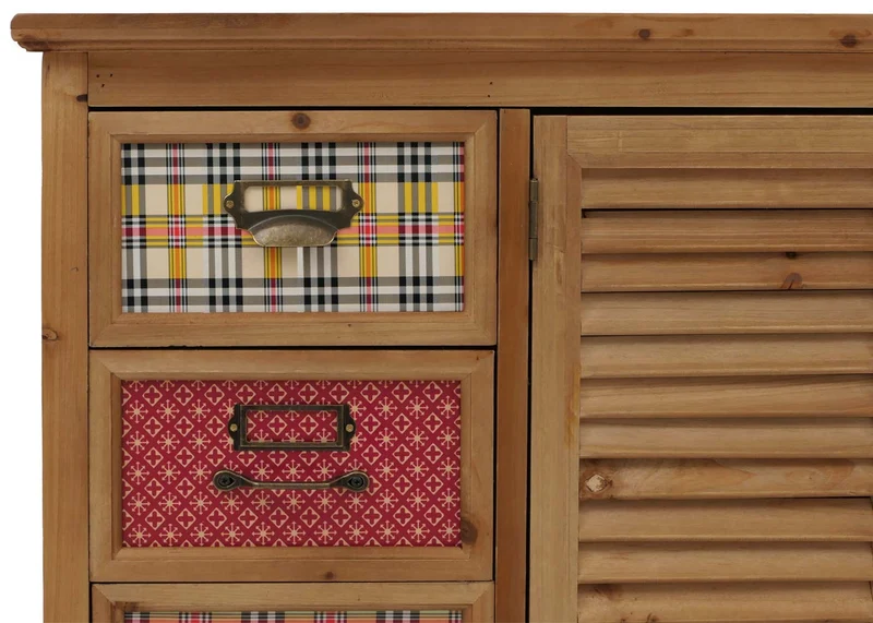 Commode meuble de rangement style apothicaire avec 8 tiroirs et compartiments design vintage shabby avec porte style volet 04_0009123