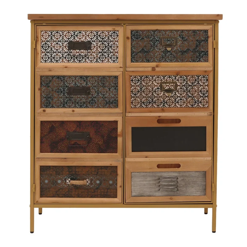 Commode style apothicaire buffet avec 2 portes et espaces de rangement meuble vintage shabby chic en métal 94x80x35 cm blanc bleu 04_0009128