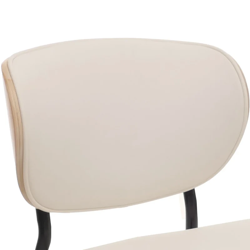 Lot de 2 chaises de salle à manger design contemporain formes arrondies en bois courbé couleur naturel et simili cuir blanc 04_0009501