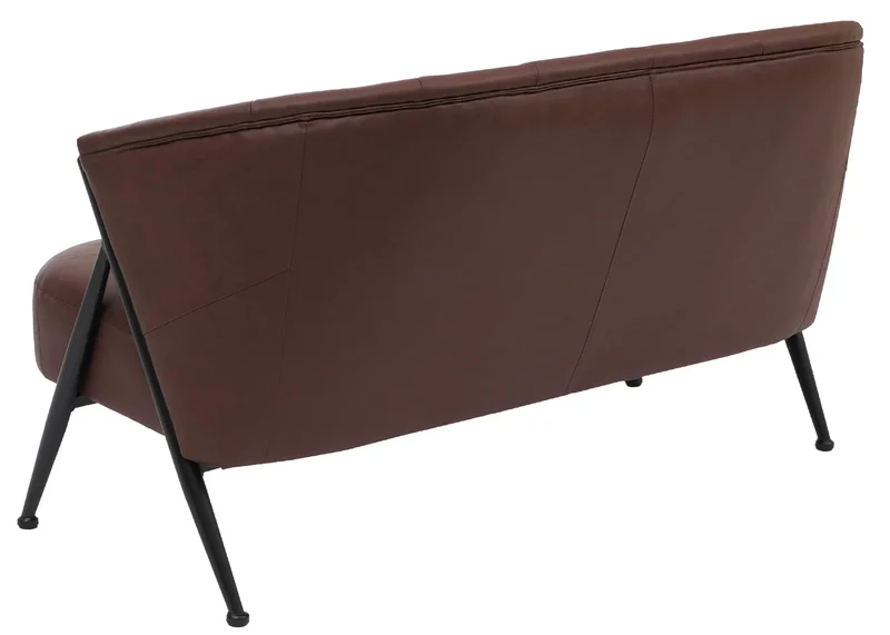 Canapé 2 places canapé lounge rembourré style vintage industriel métal et simili cuir rouge rouille 04_0008997