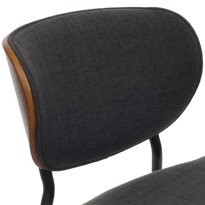 Lot de 2 chaises de salle à manger design contemporain en bois courbé aspect noyer avec revêtement tissu gris foncé 04_0009507