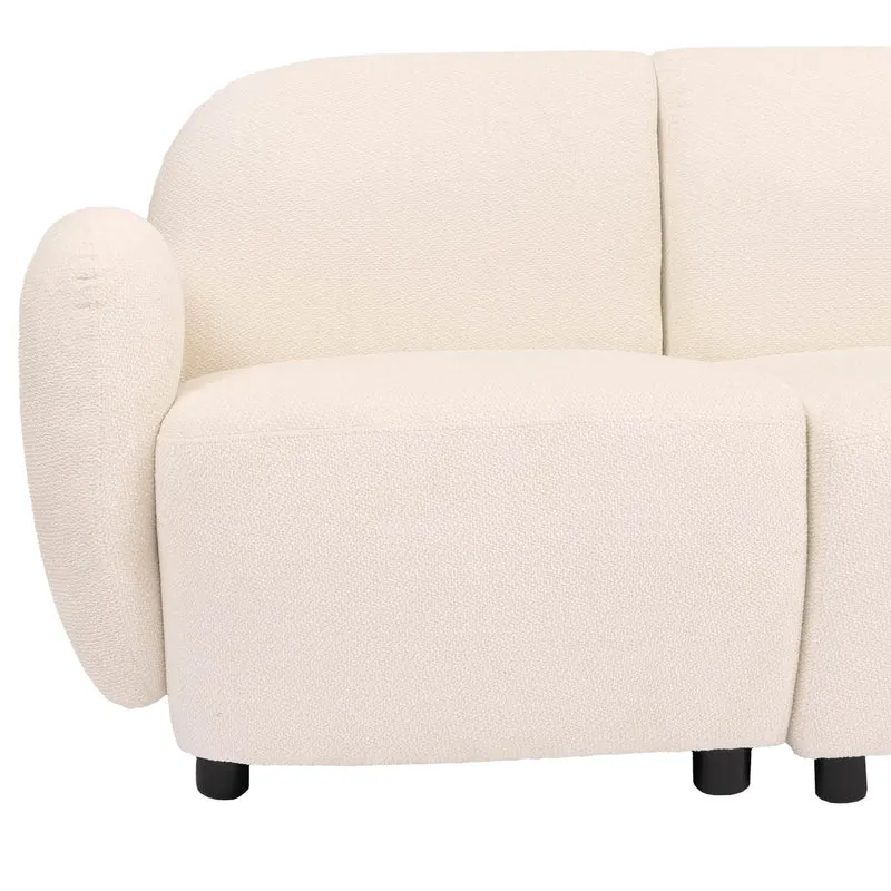 Canapé 2 places lounge avec accoudoirs design moderne formes arrondies 2 places en tissu chenille crème 04_0009023