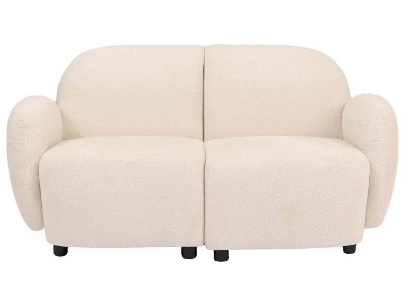 Canapé 2 places lounge avec accoudoirs design moderne formes arrondies 2 places en tissu chenille crème 04_0009023