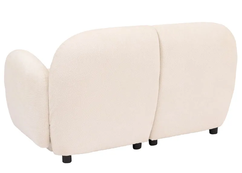 Canapé 2 places lounge avec accoudoirs design moderne formes arrondies 2 places en tissu chenille crème 04_0009023