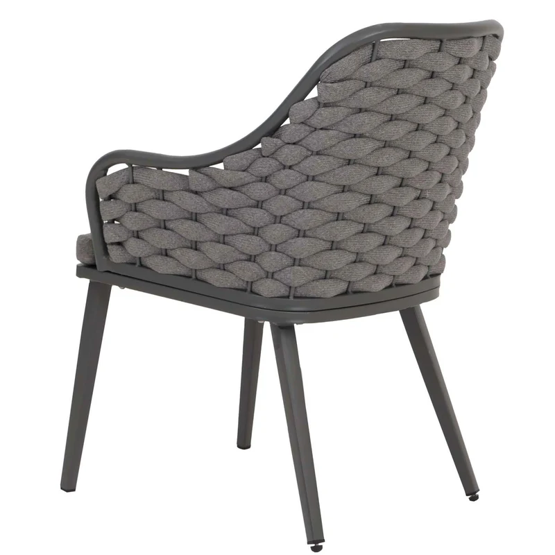 Lot de 2 chaises de jardin avec tressage épais et coussins gris style moderne en aluminium anthracite 04_0009595