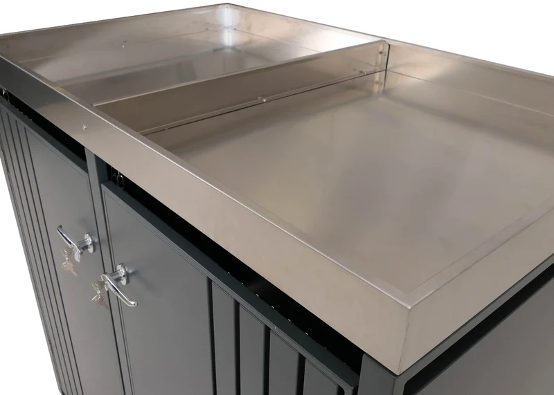 Cache-poubelles pour 2 bacs abri pour poubelles en métal avec bac à plantes 125x132x84 cm, env. 55 kg anthracite 04_0009324