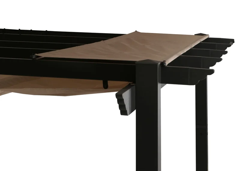 Pergola aluminium pavillon de jardin avec toit coulissant réglable protection UV50+ structure stable 3x4 m tissu crème beige 04_0009580