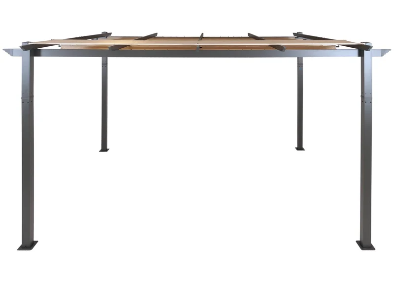 Pergola aluminium pavillon de jardin avec toit coulissant réglable protection UV50+ structure stable 3x4 m tissu crème beige 04_0009580