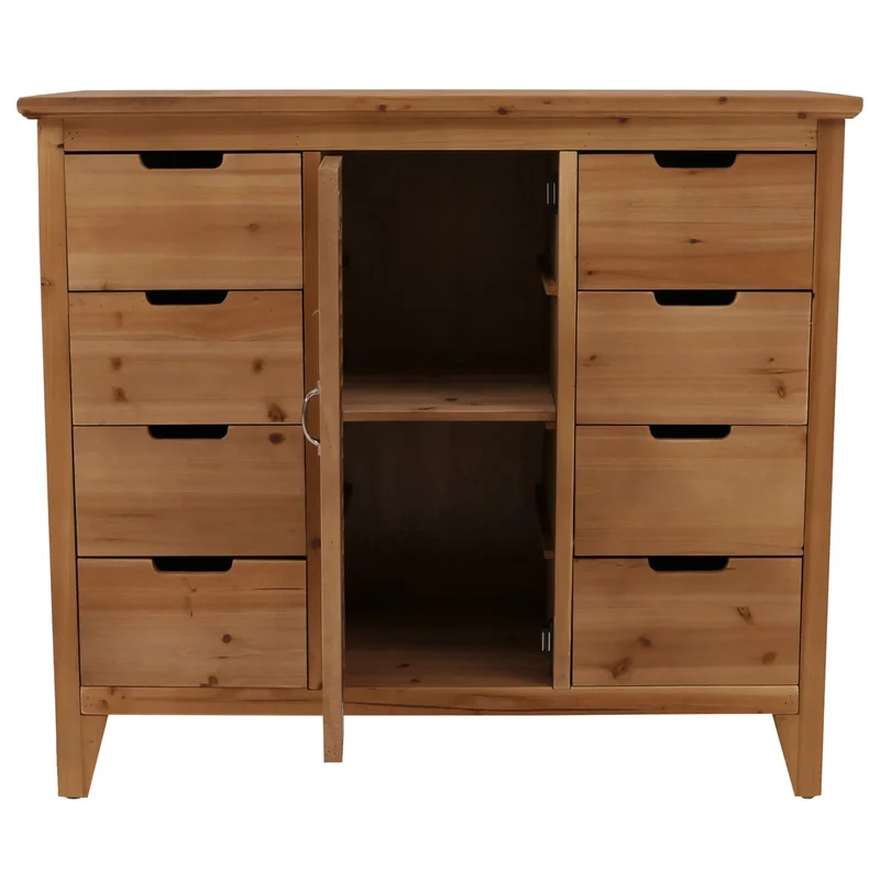 Commode meuble de rangement style apothicaire avec 8 tiroirs et compartiments design vintage shabby avec porte aspect volet 04_0009125