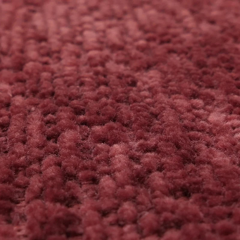 Pouf repose-pieds tabouret rembourré en tissu chenille couleur baie avec piètement métal 04_0009040
