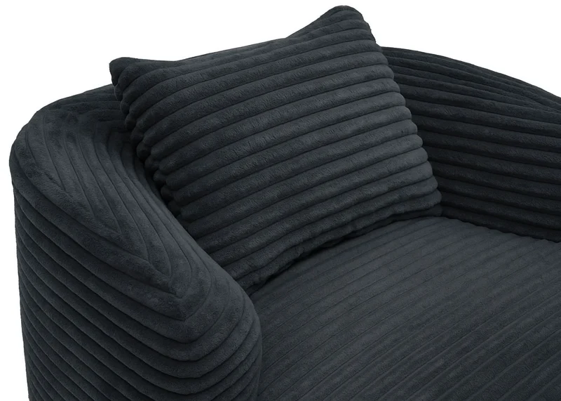 Fauteuil lounge relax en velours côtelé gris foncé avec coussin fauteuil cocktail rembourré 04_0008968