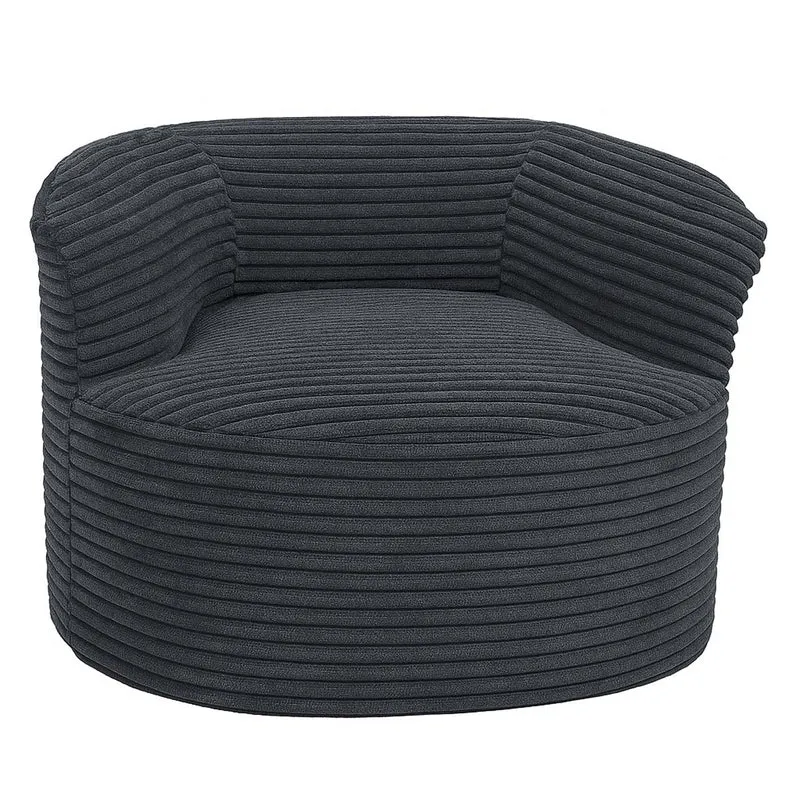 Fauteuil lounge relax en velours côtelé gris foncé avec coussin fauteuil cocktail rembourré 04_0008968