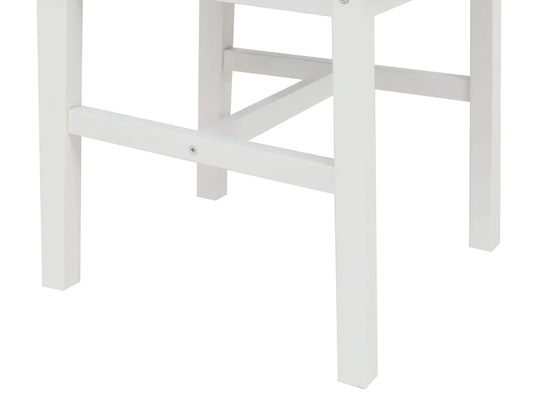 Ensemble salle à manger style maison de campagne avec table et 4 chaises en bois massif blanc avec assises terracotta 04_0009058