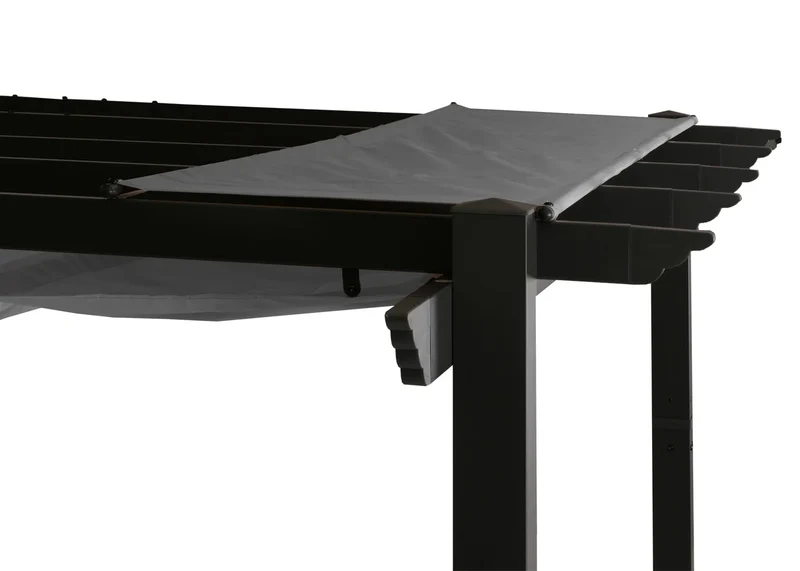 Pergola en aluminium et acier pavillon de jardin avec toit coulissant réglable protection UV50+ structure stable 3x4 m tissu gris 04_0009581