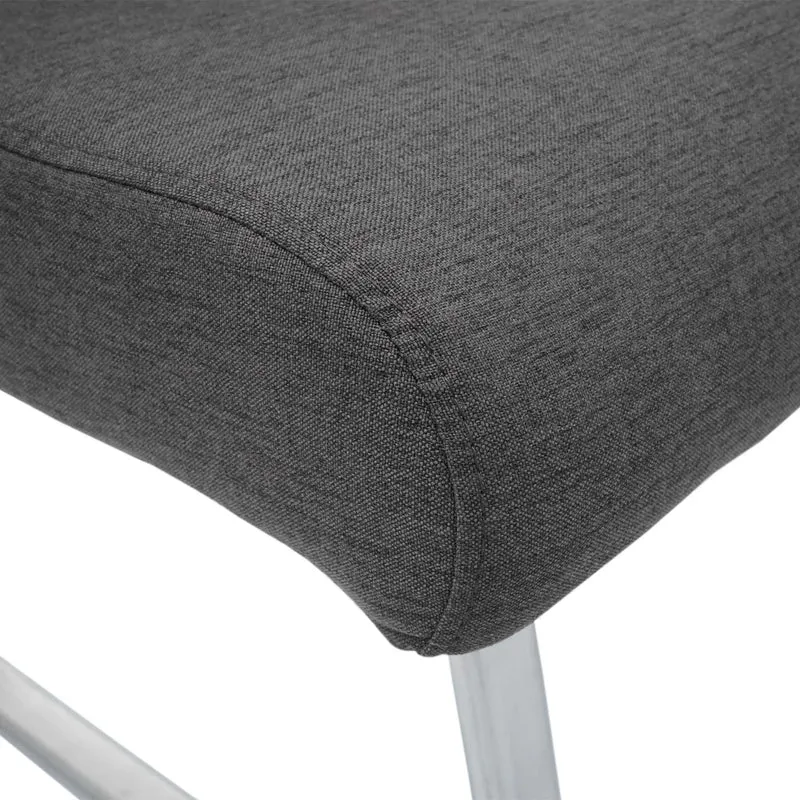 Banc de salle à manger 3 places avec dossier revêtement tissu gris-brun et structure en acier inoxydable brossé, 180 cm 04_0010869