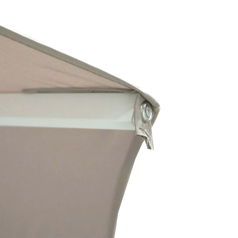Parasol de jardin terrasse Ø 5 m aluminium avec manivelle toile polyester crème beige résistante avec pied modulable inclus 04_0010938