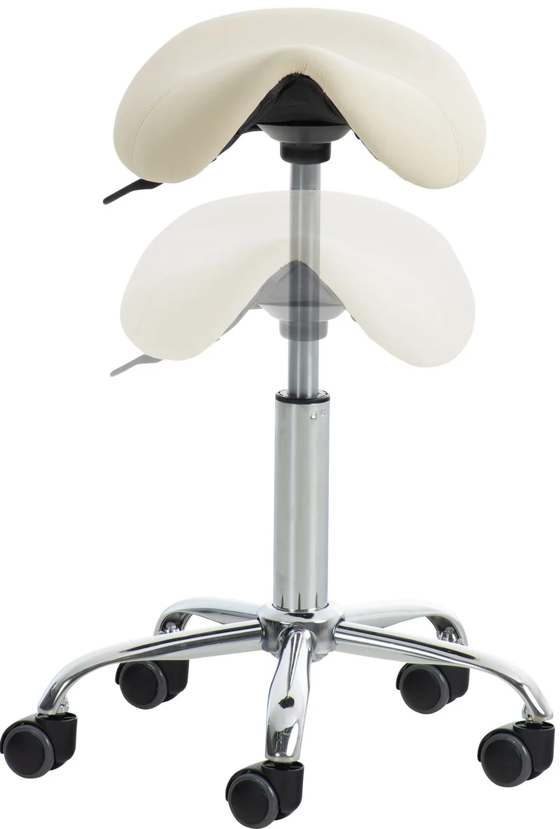 Lot de 2 tabourets de travail cabinets médicaux les salons de beauté en métal chromé assise en PVC crème 10_0007008