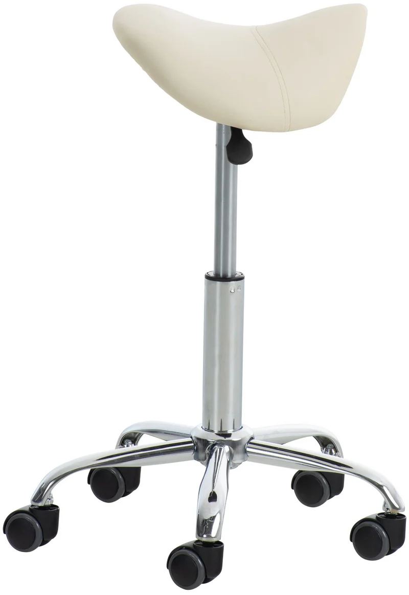 Lot de 2 tabourets de travail cabinets médicaux les salons de beauté en métal chromé assise en PVC crème 10_0007008