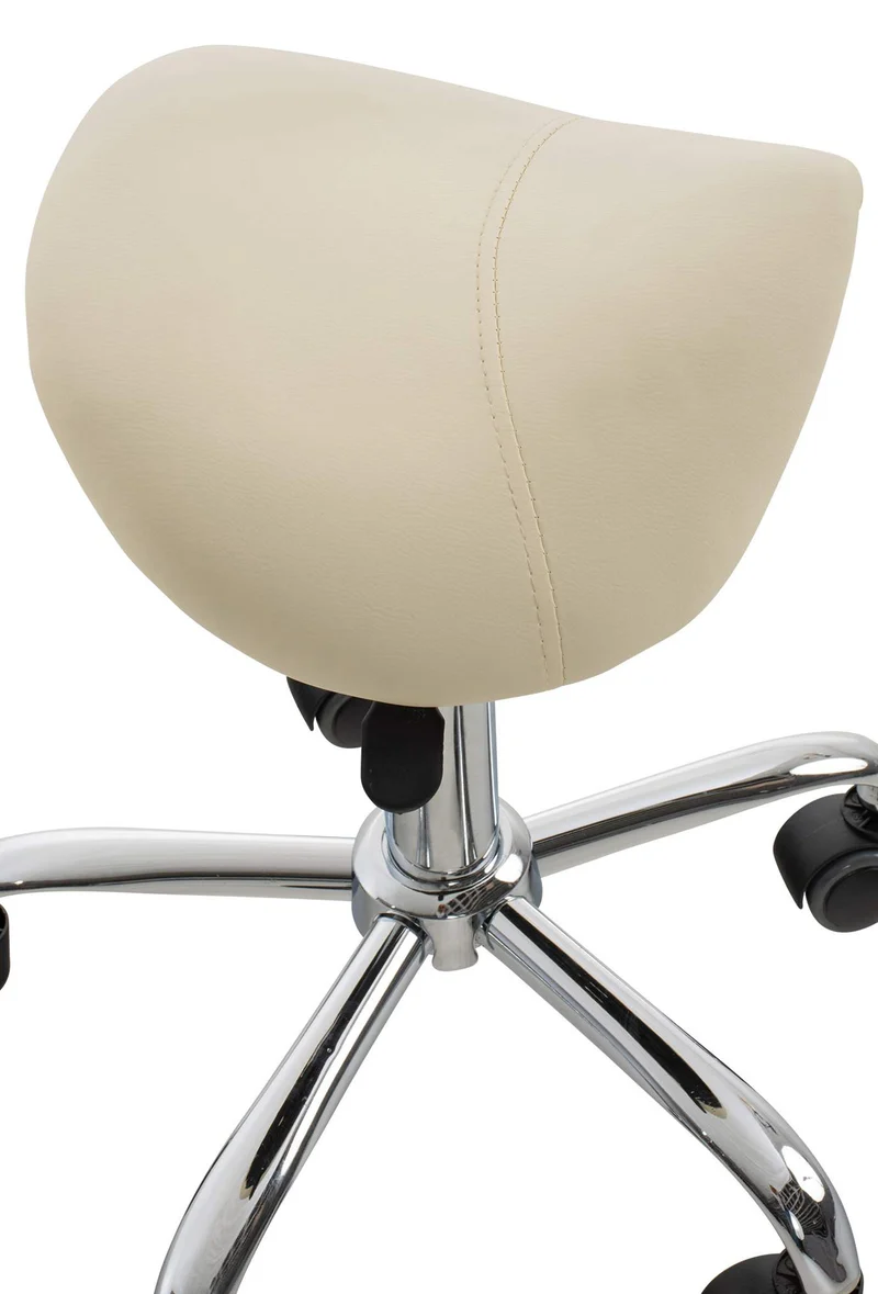 Lot de 2 tabourets de travail cabinets médicaux les salons de beauté en métal chromé assise en PVC crème 10_0007008
