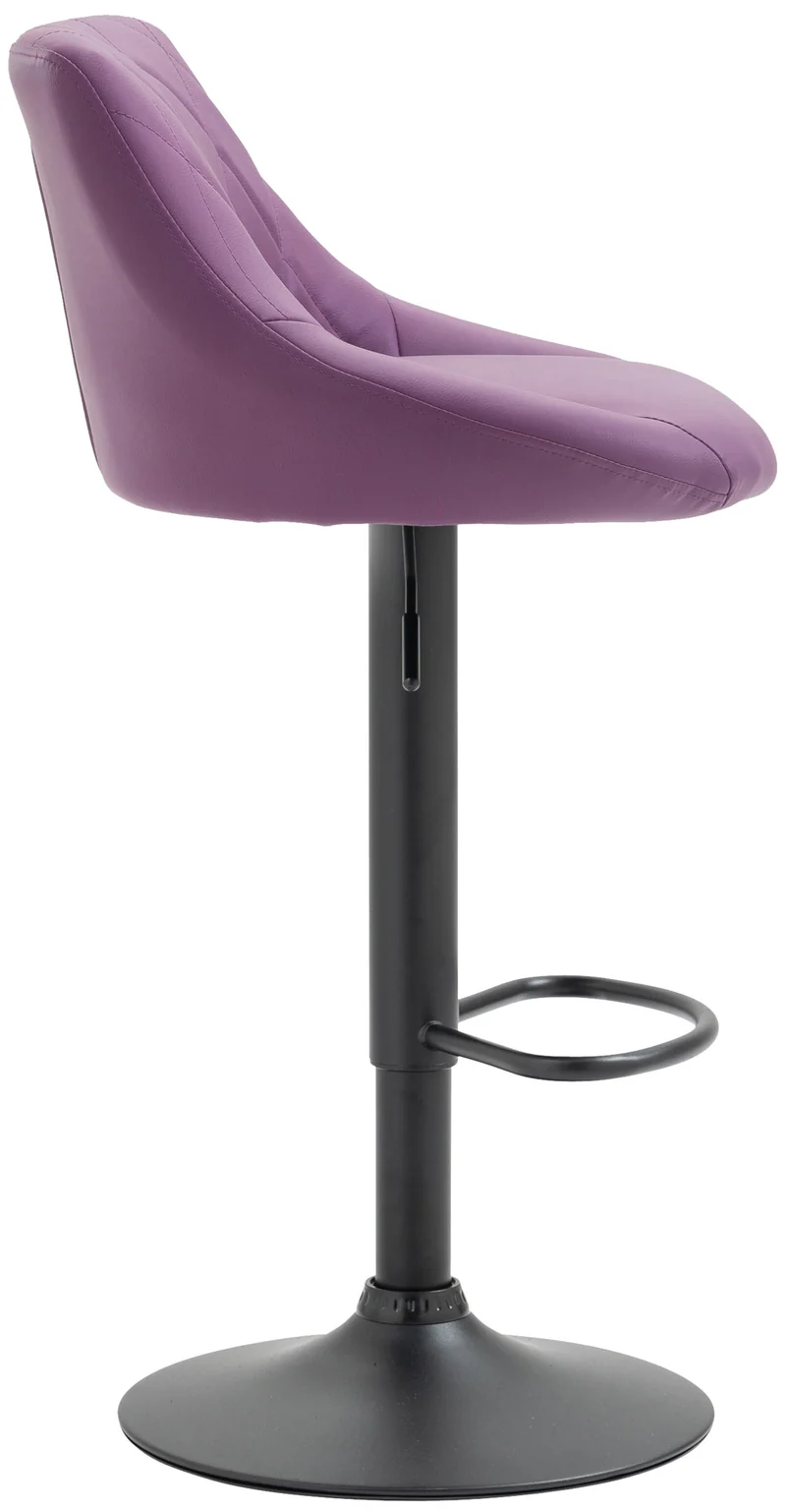 Tabouret de bar x1 pivotant hauteur réglable en similicuir violet surpiqûres décoratives cadre en métal noir 10_0005898