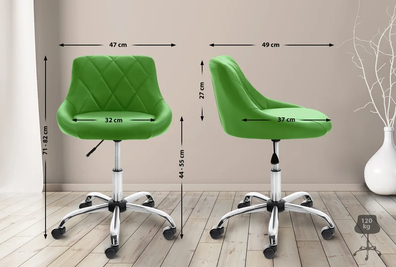 Tabouret de travail confortable pour cabinet médical salon de beauté en PVC vert pivotant et réglable TABO10206