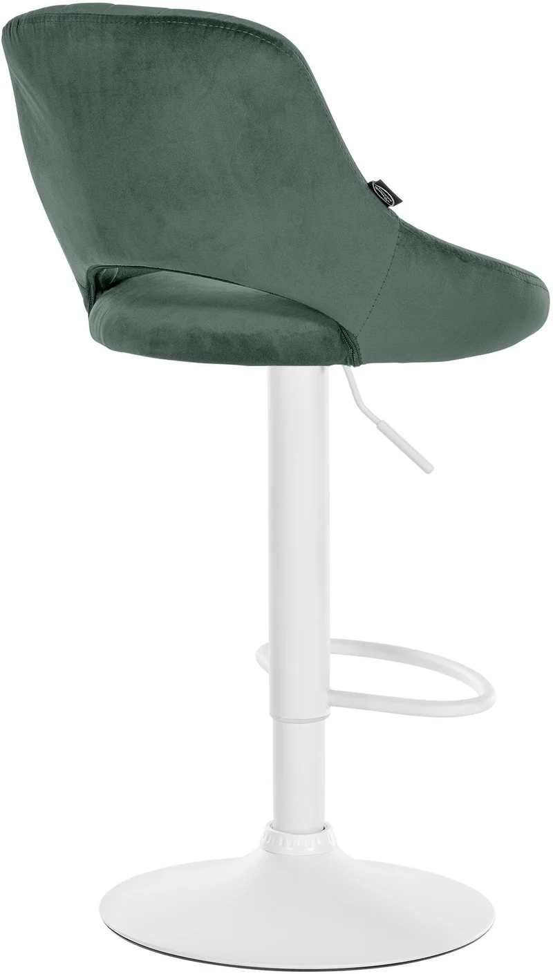 Lot de 2 tabourets de bar réglables en velours vert dossier ajouré et pied métal blanc 10_0005588