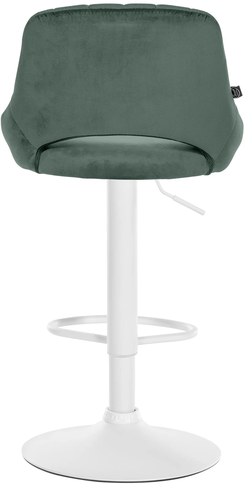Lot de 2 tabourets de bar réglables en velours vert dossier ajouré et pied métal blanc 10_0005588