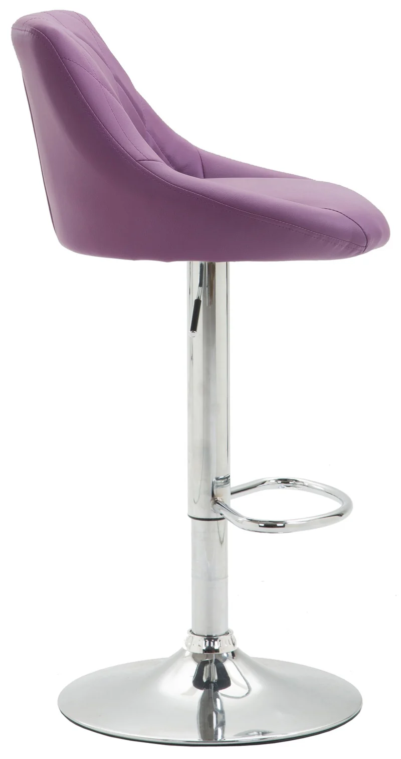 Tabouret de bar x1 pivotant hauteur réglable en similicuir violet surpiqûres décoratives cadre en métal chromé 10_0005897