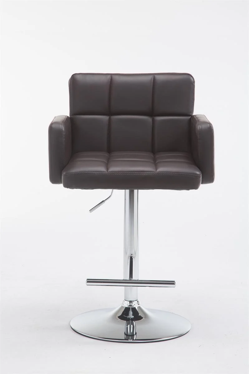 Tabouret de bar x1 avec accoudoirs et repose-pieds en similicuir marron cadre en métal chromé 10_0006553