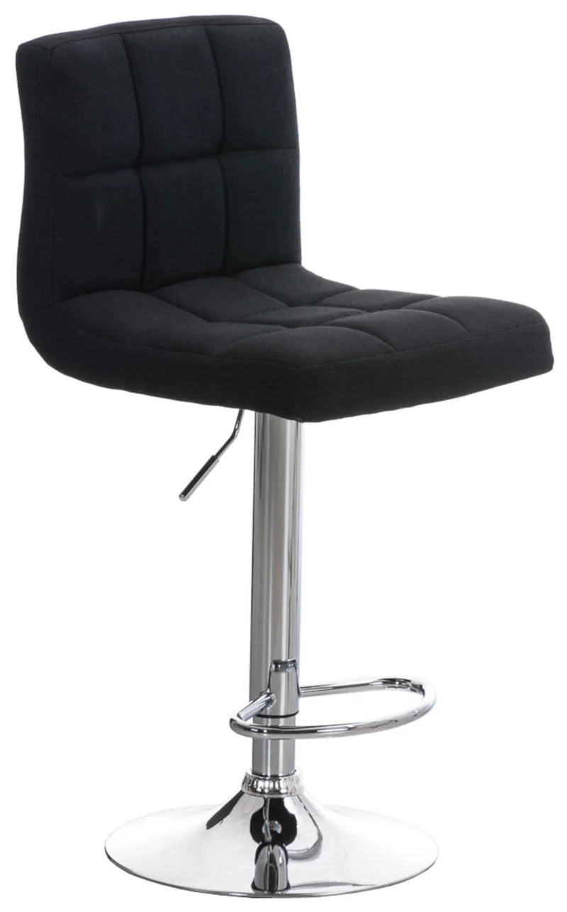 Lot de 2 tabourets de bar design rétro moderne surpiqûres carrées en tissu noir et métal chromé 10_0006474
