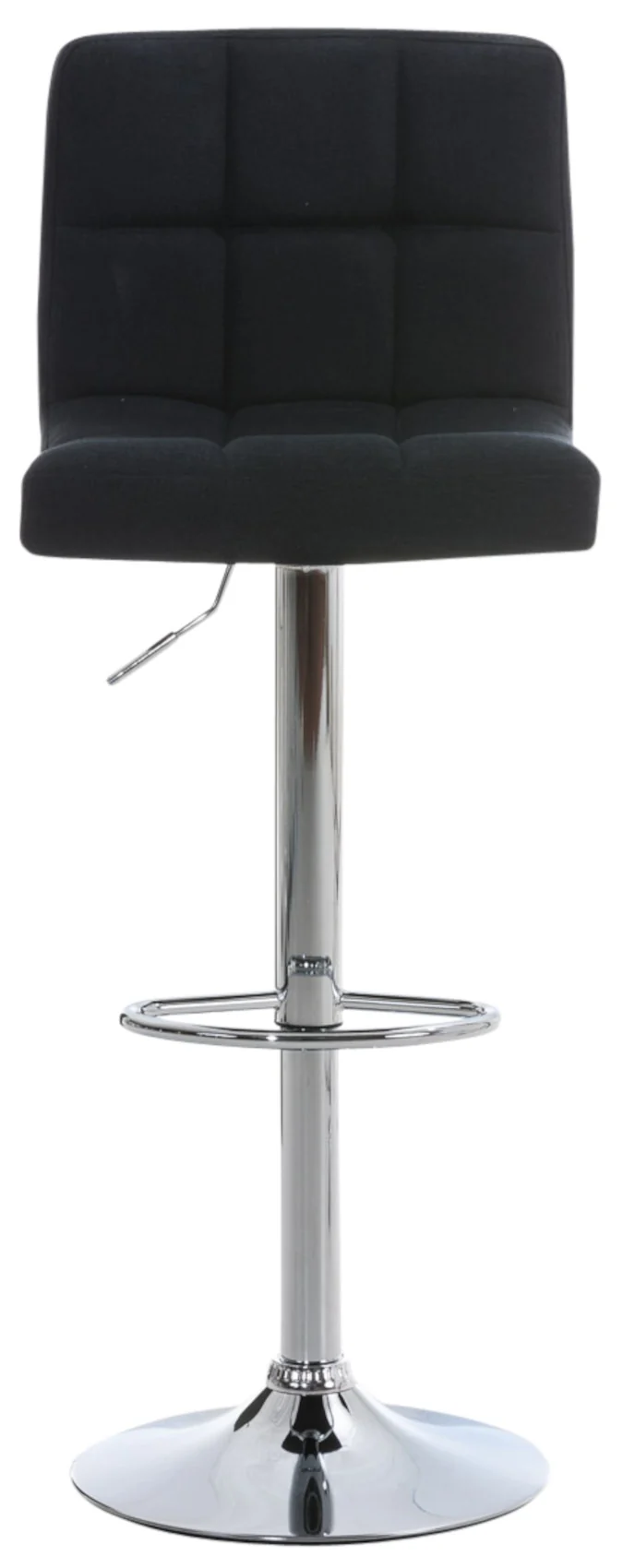 Lot de 2 tabourets de bar design rétro moderne surpiqûres carrées en tissu noir et métal chromé 10_0006474