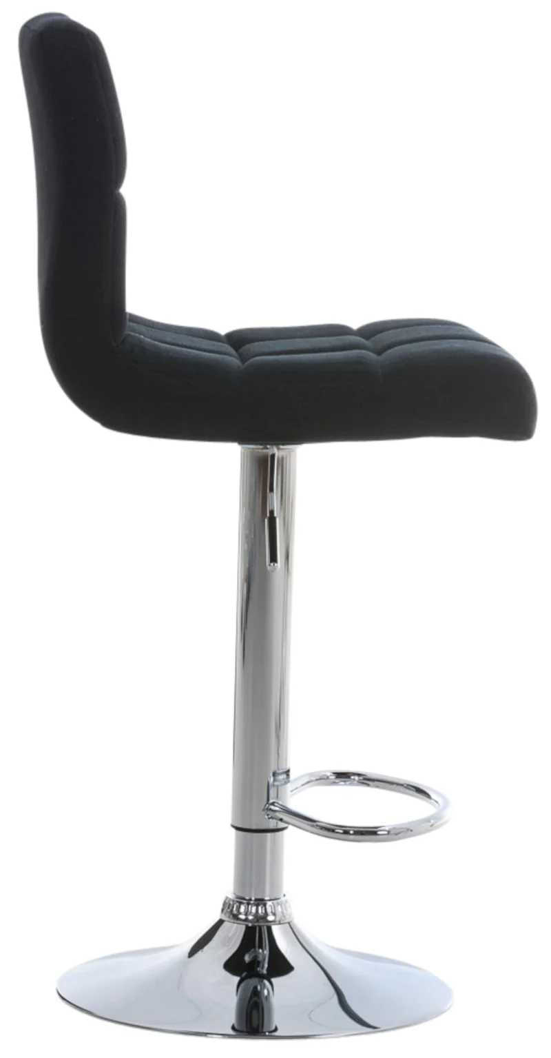 Lot de 2 tabourets de bar design rétro moderne surpiqûres carrées en tissu noir et métal chromé 10_0006474