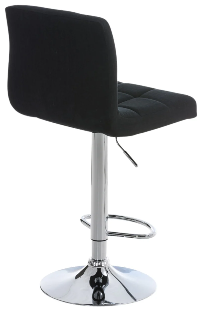 Lot de 2 tabourets de bar design rétro moderne surpiqûres carrées en tissu noir et métal chromé 10_0006474