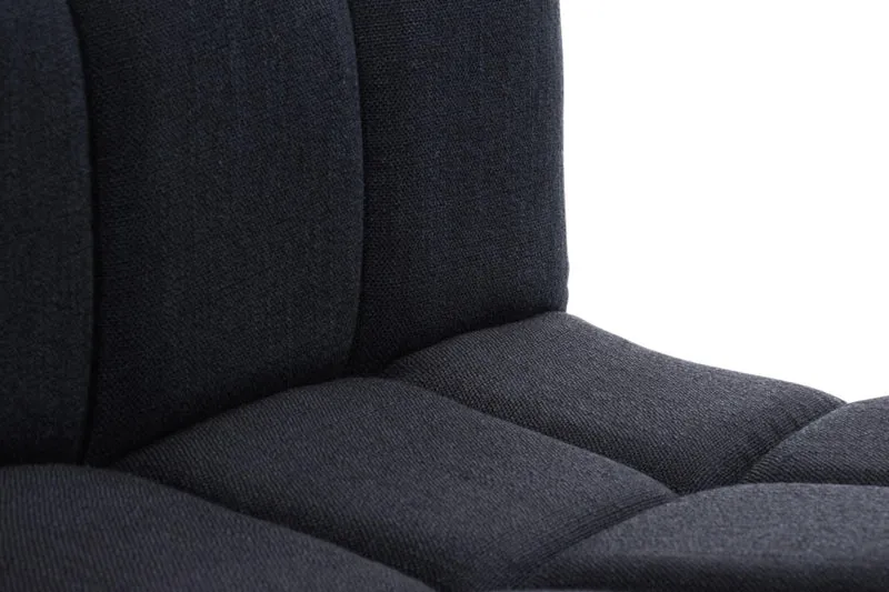 Lot de 2 tabourets de bar design rétro moderne surpiqûres carrées en tissu noir et métal chromé 10_0006474
