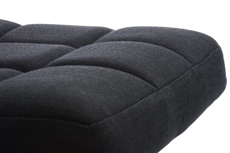 Lot de 2 tabourets de bar design rétro moderne surpiqûres carrées en tissu noir et métal chromé 10_0006474