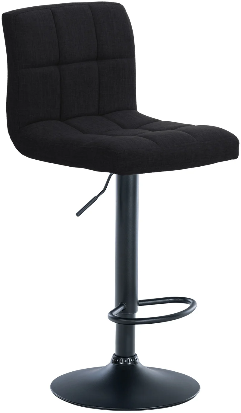 Lot de 2 tabourets de bar style contemporain en tissu matelassé noir cadre métal noir 10_0006470