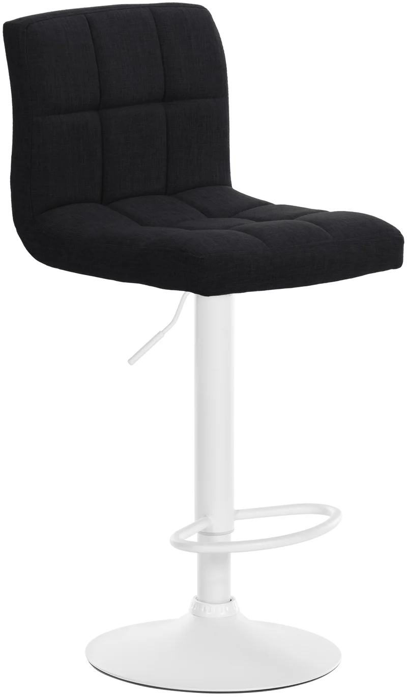 Lot de 2 tabourets de bar style contemporain en tissu matelassé noir cadre métal blanc 10_0006469