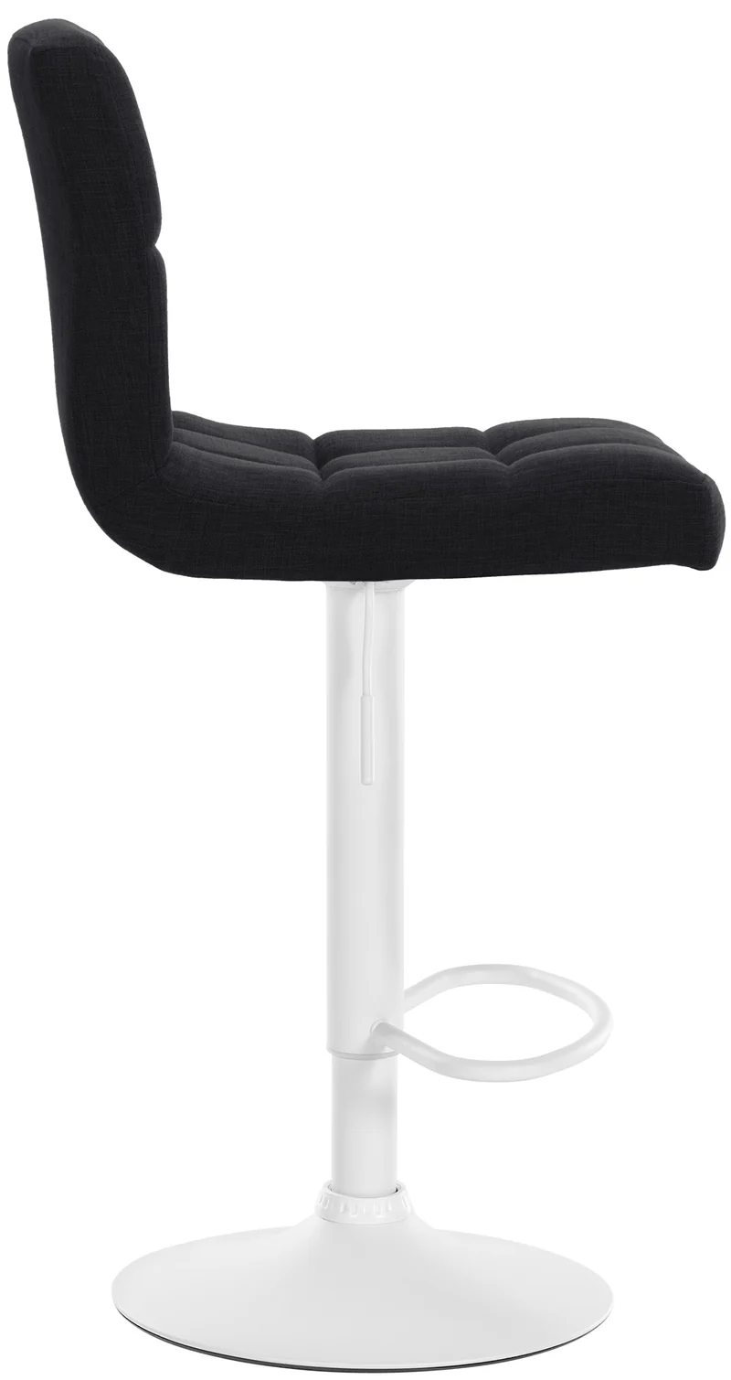 Lot de 2 tabourets de bar style contemporain en tissu matelassé noir cadre métal blanc 10_0006469