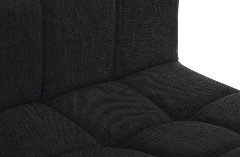 Lot de 2 tabourets de bar style contemporain en tissu matelassé noir cadre métal blanc 10_0006469